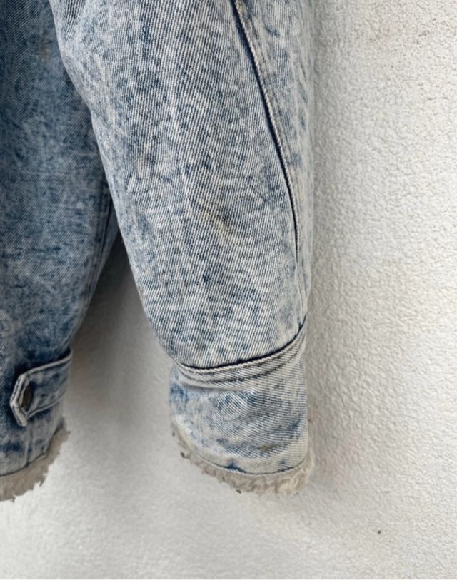 Giacca denim foderata effetto stone washed