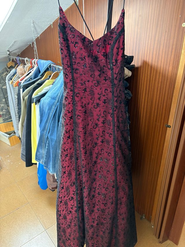 Vestido fiesta XS (34/6) rojo y negro