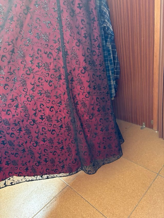 Vestido fiesta XS (34/6) rojo y negro