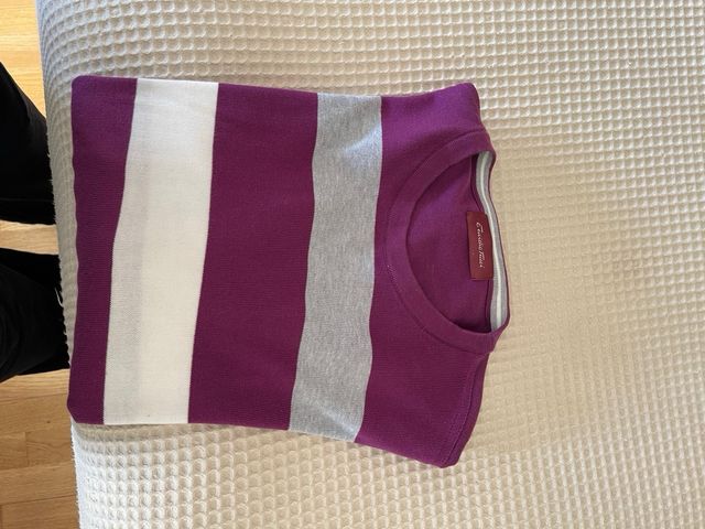 Jersey rayas hombre morado, gris y blanco