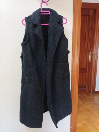 Chaleco largo mujer gris