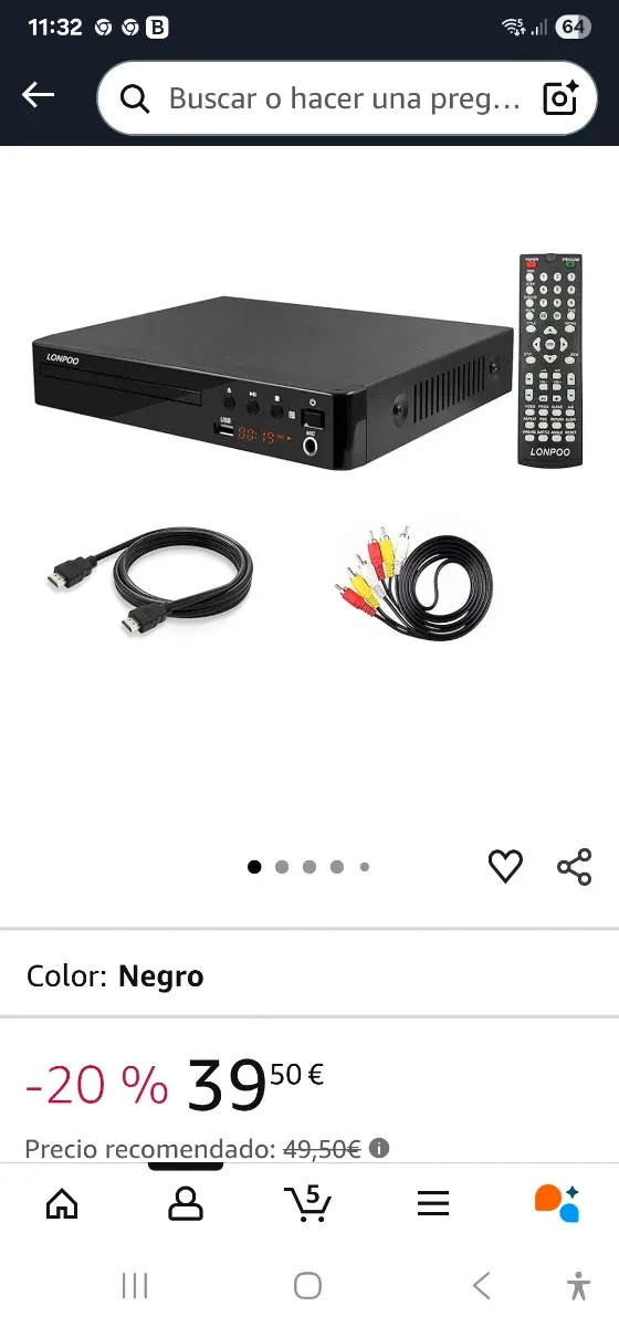 Reproductor DVD LONPOO LP-099 Negro