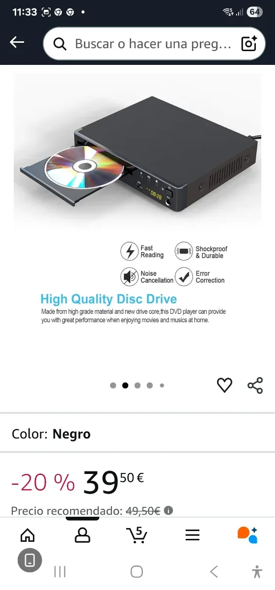 Reproductor DVD LONPOO LP-099 Negro