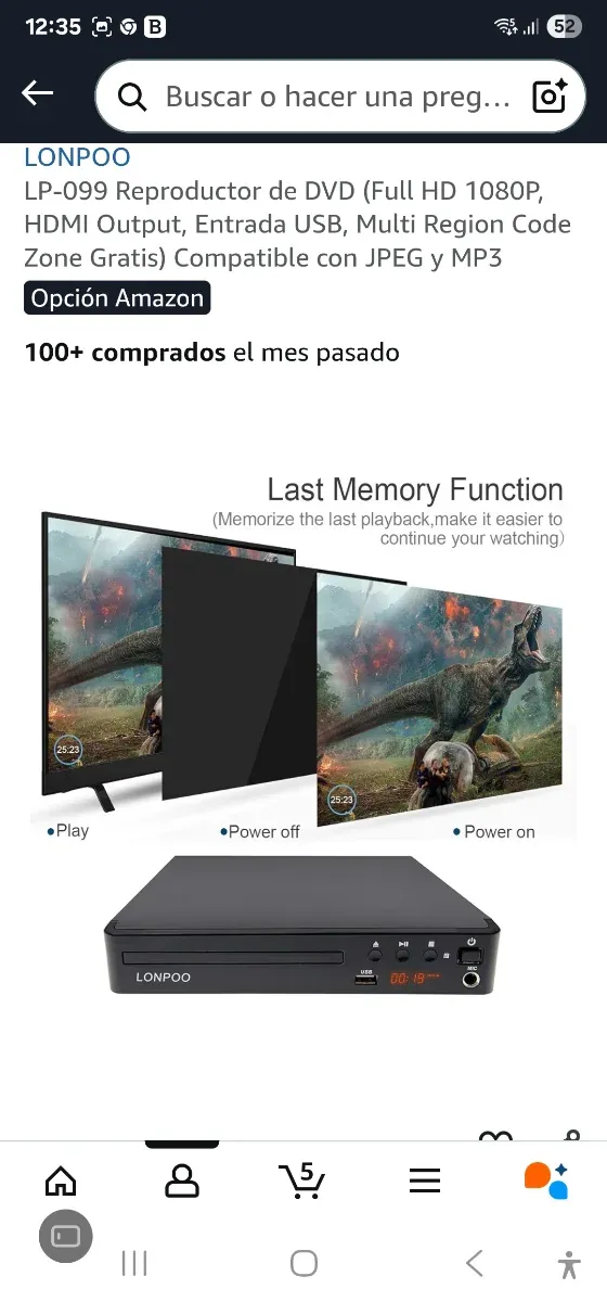 Reproductor DVD LONPOO LP-099 Negro