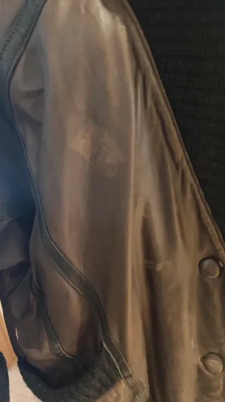 Abrigo de cuero vintage marrón y negro