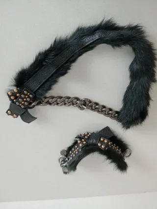 Collar y pulsera Bimba y Lola negro y dorado