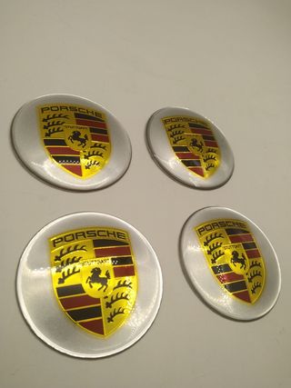 4 CHAPAS de centro de llantas PORSCHE 65MM plata