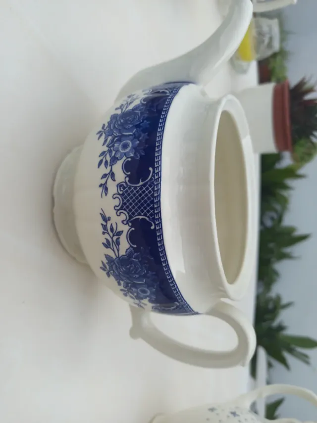 Cafetera La Cartuja Porcelana Azul y Blanca