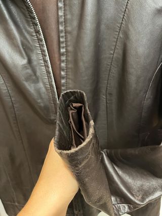 Chaqueta Cuero Zara Marrón Oscuro