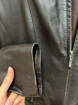 Chaqueta Cuero Zara Marrón Oscuro