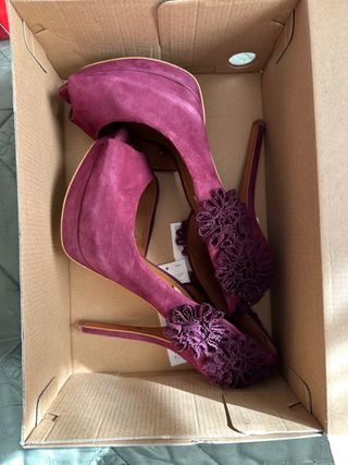 Zapatos Zara tacón alto morados T40