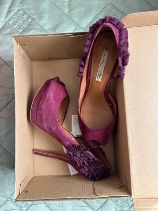 Zapatos Zara tacón alto morados T40