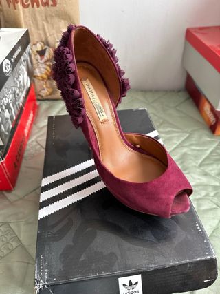 Zapatos Zara tacón alto morados T40