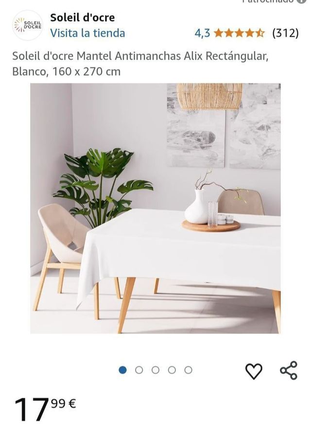 Mantel antimachas 160 x 270 cm