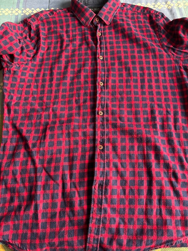 Camisa cuadros Zara azul y roja
