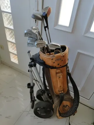 Bolsa de golf vintage con palos pro
