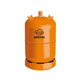 Estufa de butano negra con ruedas