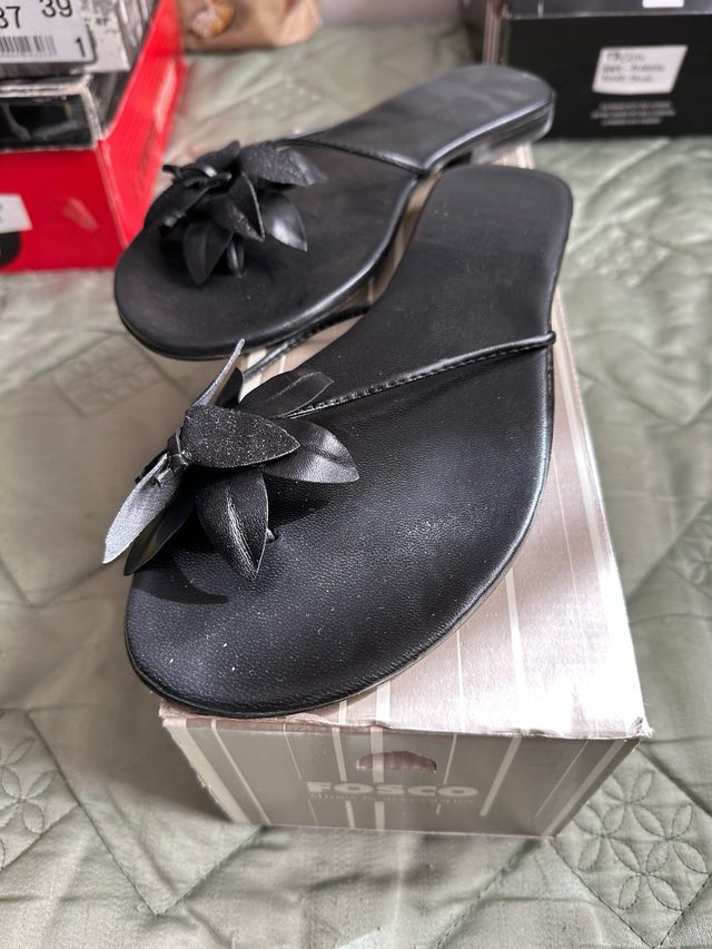 Sandalias Zara Negras Flores Talla 40