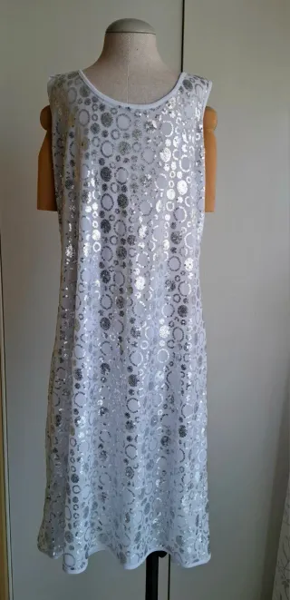Abito by Calypso H Paillettes Argento Bianco
