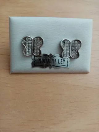 Pendientes Plata 925 forma Mariposa y circonitas