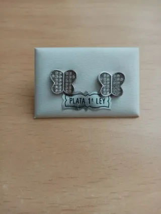 Pendientes Plata 925 forma Mariposa y circonitas