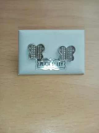 Pendientes Plata 925 forma Mariposa y circonitas