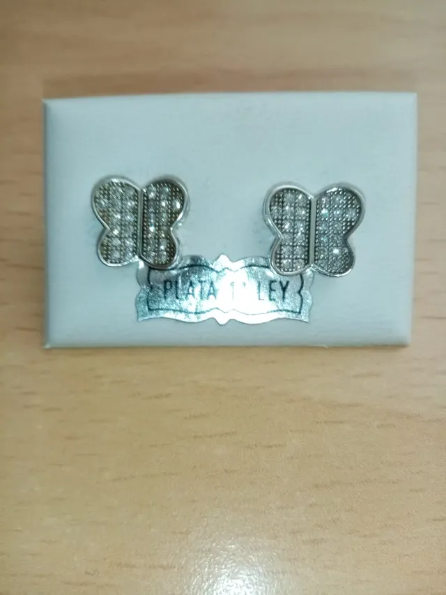 Pendientes Plata 925 forma Mariposa y circonitas