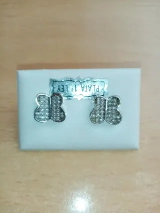 Pendientes Plata 925 forma Mariposa y circonitas