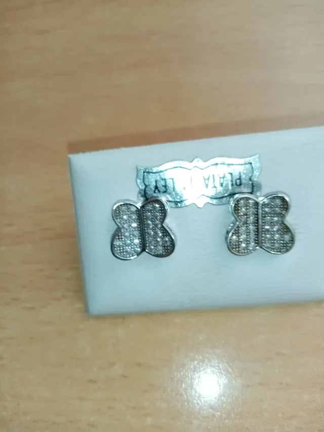 Pendientes Plata 925 forma Mariposa y circonitas