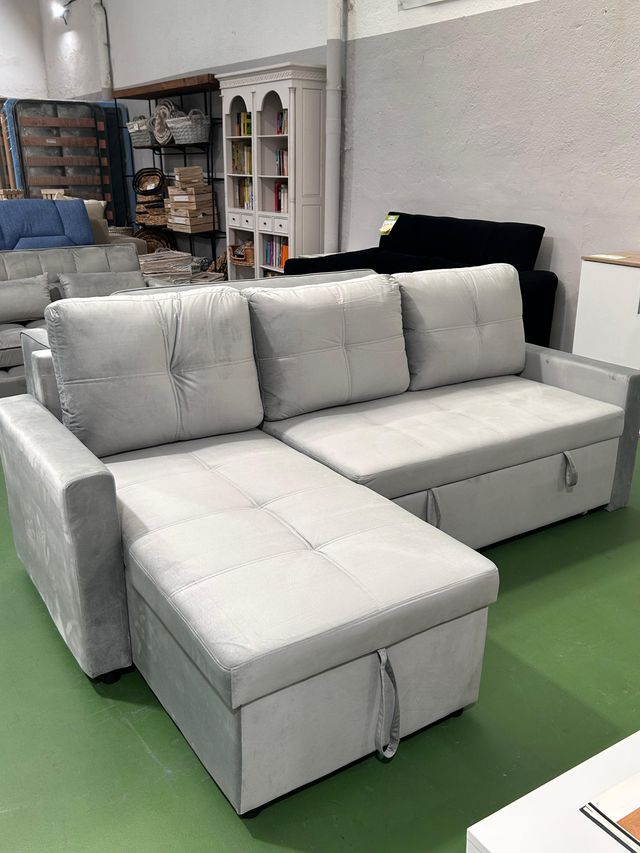 CHOLLO! Sofá cama gris con almacenaje + envíos