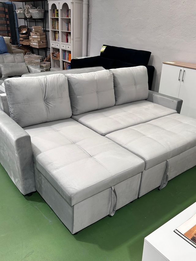 CHOLLO! Sofá cama gris con almacenaje + envíos
