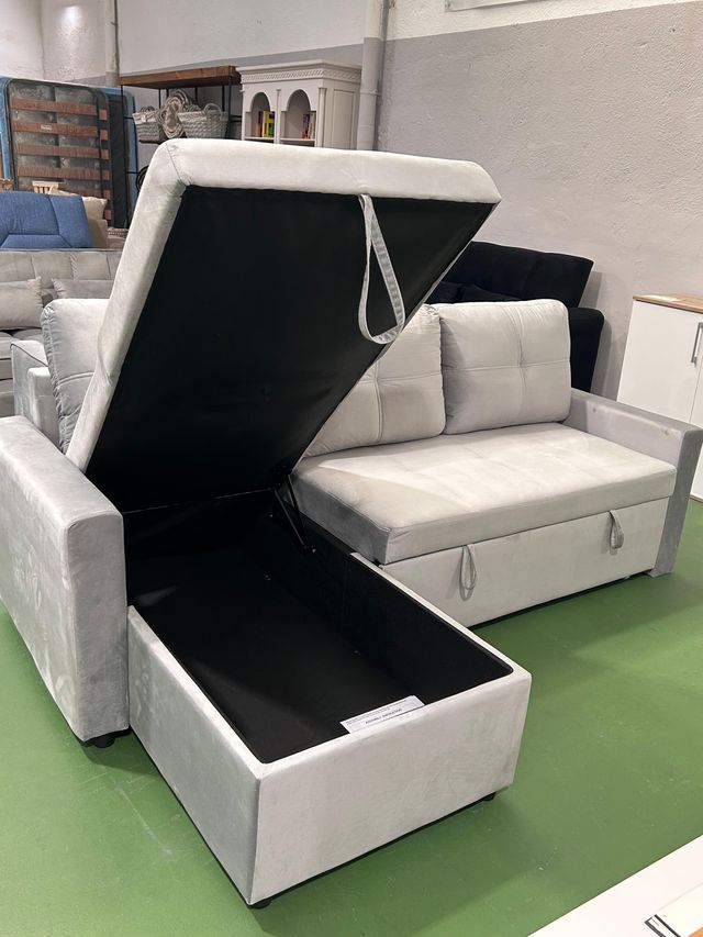 CHOLLO! Sofá cama gris con almacenaje + envíos