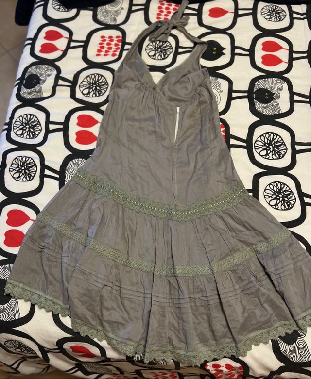 Vestido verano mujer gris y verde