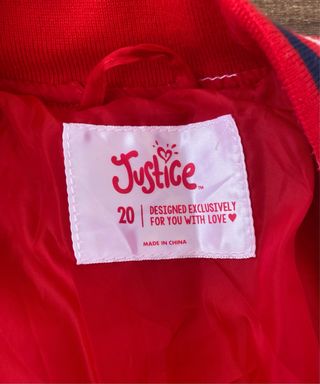 Chaqueta Justice Roja y Blanca Estilo Vintage