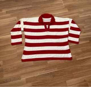 Camiseta Polo Rayas Roja y Blanca