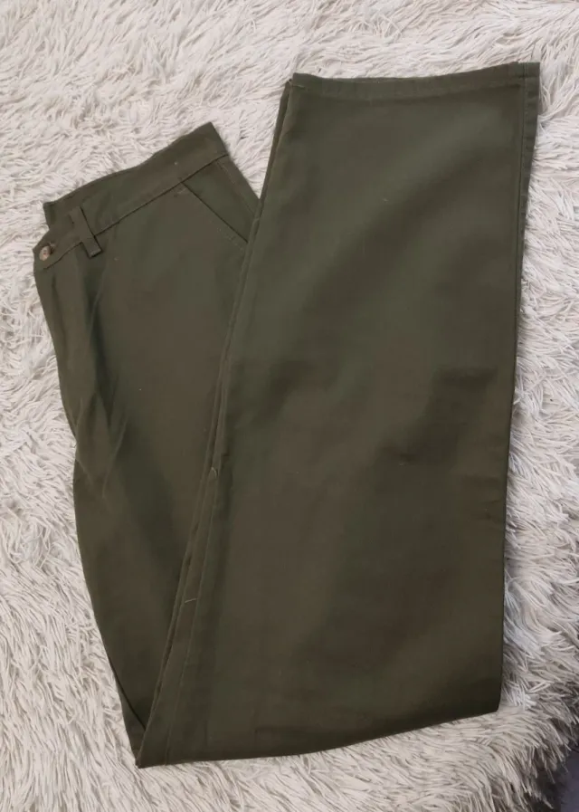Pantalón recto mujer verde