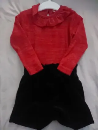 Completo bimba natalizio 2 anni rosso e nero