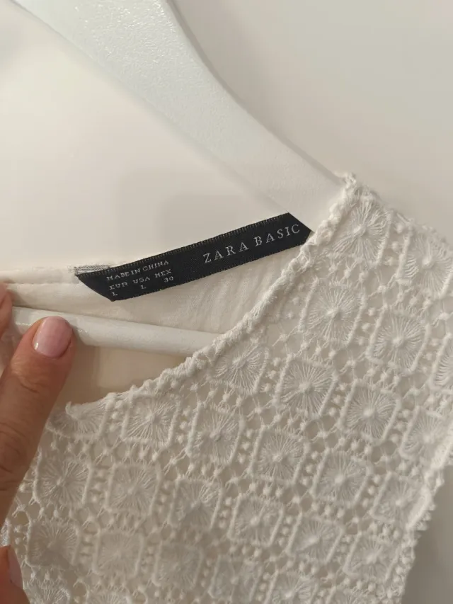 Vestido guipur blanco Zara Talla L