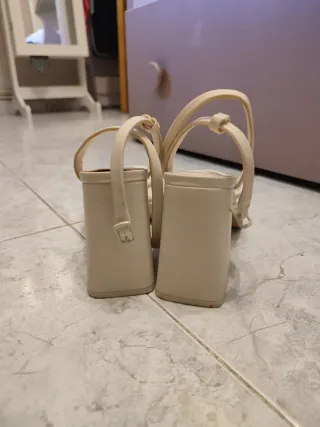 Sandalias crema tacón plataforma talla 39