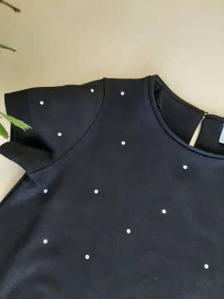 Vestido niña negro con lunares blancos T.
