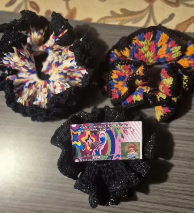 Scrunchies de ganchillo maxi multicolor