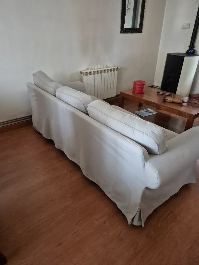 Sofá Ikea tela beige/gris, desenfundable.