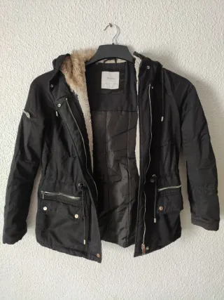 Chaquetón Pelo Bershka Negro Mujer