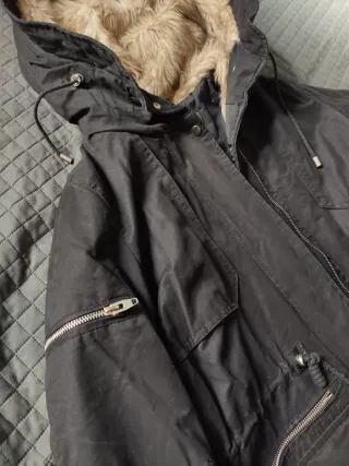 Chaquetón Pelo Bershka Negro Mujer