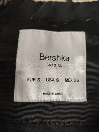 Chaquetón Pelo Bershka Negro Mujer