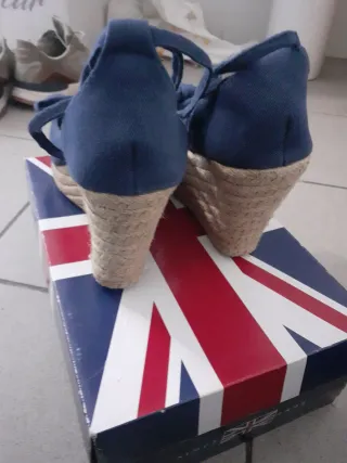 Tacones Mujer Beige y Azul