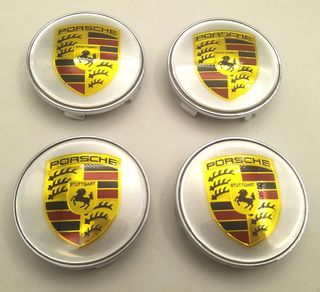 4 centros de llantas PORSCHE 68MM plata