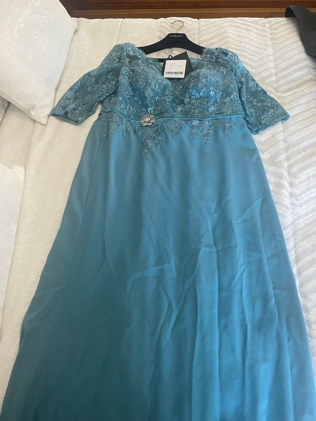 Vestido Pronovias Verde Azul Talla 52