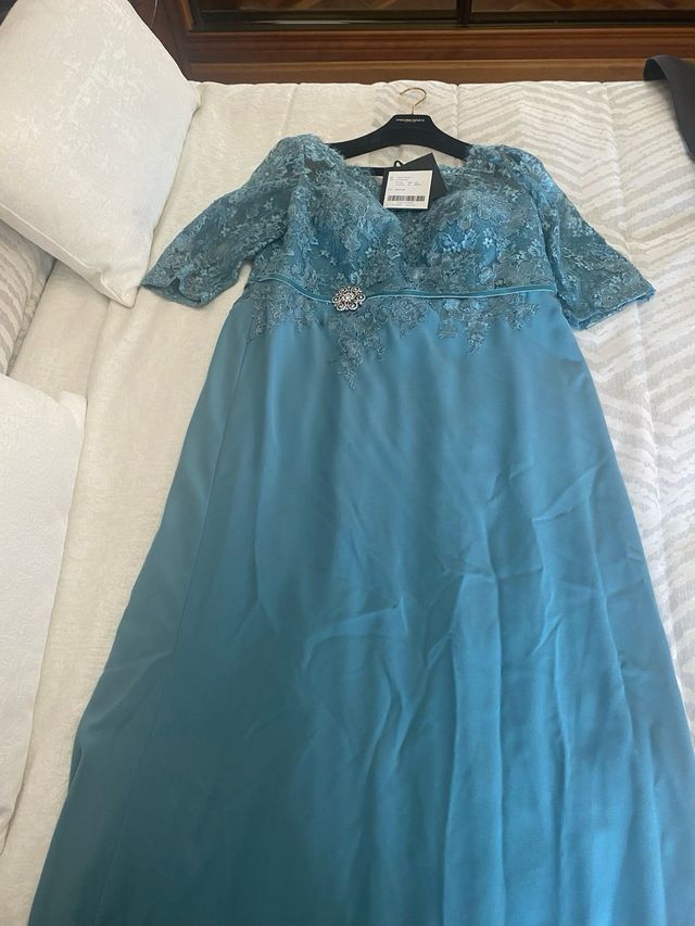 Vestido Pronovias Verde Azul Talla 52