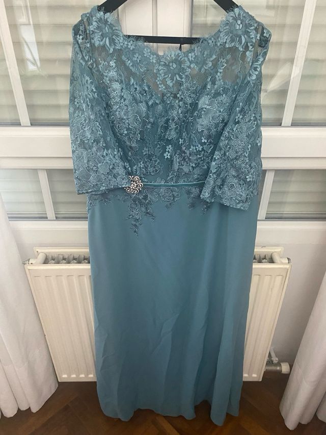 Vestido Pronovias Verde Azul Talla 52